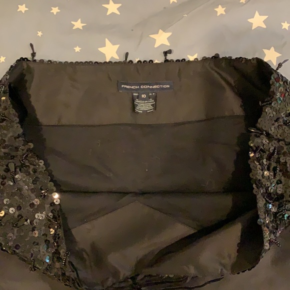 Black Silk Skirt with sequins at waistband - Picture 3 of 3